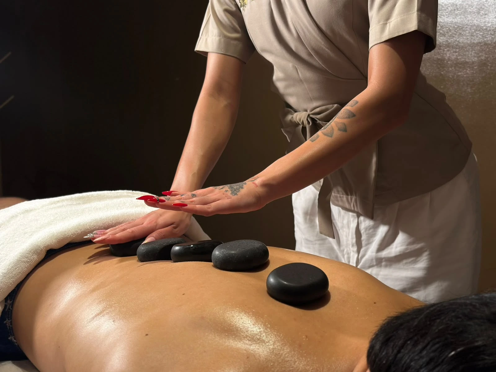 Hot stone massage at Velvet Touch Spa